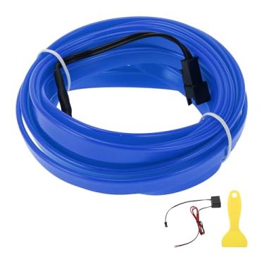 Imagem de A ABSOPRO Cabo de fio EL de 4 m LED que brilha na faixa de iluminação interior do carro luz neon flexível para decoração de carro fiação motorista (12 v) azul