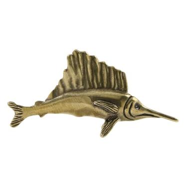 Imagem de Wswqop Escultura de atum decoração antiga, feng shui chinês, presente colecionável de latão, estátua de peixe, chá, animal de estimação para decoração de