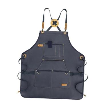 Imagem de WeiLaiKeQi de lona, de chef, de babador para assar, para áreas externas, de trabalho para churrasco para cozinhar, assar, Azul