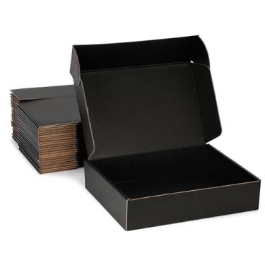 Imagem de DUZCLI Conjunto de 20 caixas de transporte pretas 13x10x2, caixas de papelão ondulado - para embalagens de suprimentos para pequenas empresas, caixas de embalagem, caixas de correio e caixas