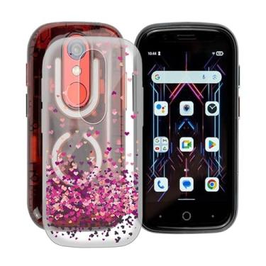 Imagem de HGJTFANY Capa de telefone para Unihertz Jelly Star (7,6 cm), capa de proteção contra quedas de 360°, [ultrafina] [antiamarelamento] capa de silicone transparente à prova de choque para Unihertz Jelly Star - Coração vermelho