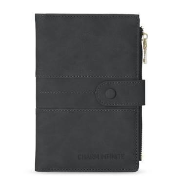 Imagem de Porta-passaporte para mulheres, homens, fina, com bloqueio de RFID, capa para passaporte de viagem, bolsa carteira com bolso com zíper e compartimento para cartão de vacina, Preto, Moderno