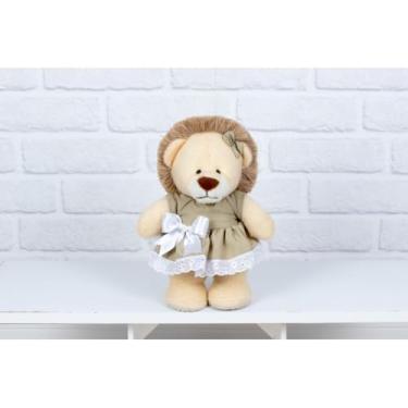 Imagem de PELUCIA SAFARI LEÃO AMORE 20 CM VESTIDO COM LESE - PARA PRESENTES E DECORAÇÃO (caqui liso)