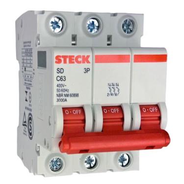 Imagem de Disjuntor Din Steck Tripolar 63A Amperes Curva C