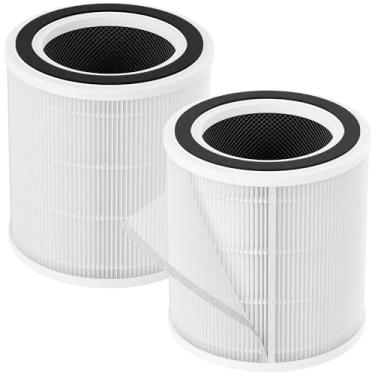 Imagem de 2 pacotes H7129 H13 True HEPA acessórios de filtro de substituição para purificador de ar inteligente GoveeLife H7129 H7128, filtragem em 3 estágios de pré-filtro de nylon, H13 True HEPA e filtro de