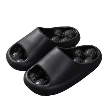 Imagem de Legou Pantufas femininas para uso interno, verão, casal, massagem, banheiro, banheira, antiderrapante, resistente ao desgaste, Preto/branco, 40 EU
