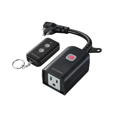 Imagem de SURAIELEC tomada de controle remoto externa, interruptor de alimentação remoto à prova d'água sem fio, 15 A, alcance de 100 pés, 1 controle remoto 1 tomada, plugue elétrico para o Natal, luz