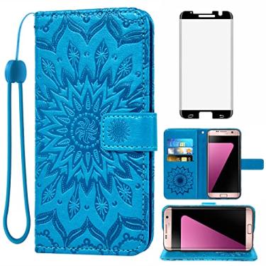 Imagem de Capa de celular para Samsung Galaxy S7 Edge, capa tipo carteira com protetor de tela de vidro temperado, capa flip de couro, suporte para cartão, celular Glaxay S7edge Gaxaly S 7 Plus Galaxies GS7 7s
