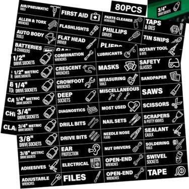 Imagem de Etiquetas de organização da caixa de ferramentas, 80 adesivos de widget de caixa de ferramentas, adesivos pretos para caixa de ferramentas com forte aderência, acessórios de caixa de ferramentas de