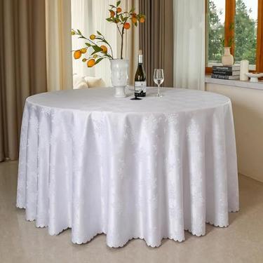 Imagem de JONKMY Toalha de mesa redonda para hotel, restaurante, banquete, toalhas de mesa redondas com padrão floral espesso, panos de proteção para aniversário, casa de fazenda, primavera, Páscoa, decoração -