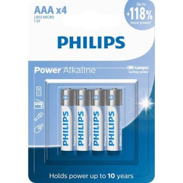 Imagem de Pilha alcalina Philips AAA LR03P4B/59 - cartela com 4 unidades