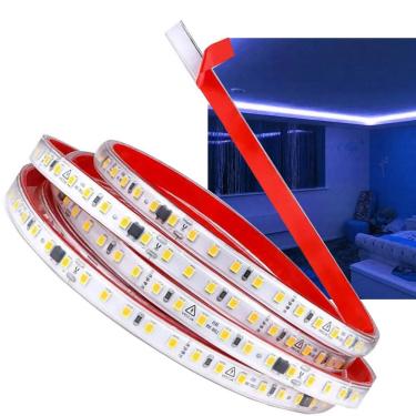Imagem de Fita Led SMD Dupla Face Luz Direta Azul 3 Metros Iluminaçao Decoraçao Perfil Sanca Gesso Loja Casa