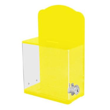 Imagem de SAFECaixa de coleta de sugestões de doação acrílica para arrecadação de fundos Caixa de ponta de bancada montada na parede ou varejo com bordas curvas área de exibição de parede traseira 25 x 15 cm,