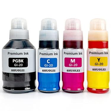 Imagem de Substituição de tinta GI20 para Canon gi-20 frasco de tinta para impressoras Canon G6020 refil de tinta G7020 refil de tinta G5020 refil de tinta 4 frascos, preto ciano magenta amarelo