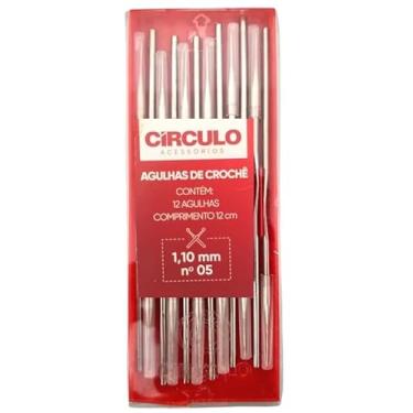 Imagem de Kit Agulha de Crochê Aço 1,10mm Nº 05 - Caixa com 12 Unidades - Círculo Confecção de Peças Delicadas e Detalhadas