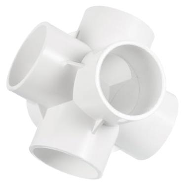 Imagem de YOKIVE 1 peça de acessórios de tubo de PVC adaptadores de conectores de tubo de água de 6 vias, ótimo para sistema de drenagem doméstica, irrigação de jardim, piscina (branco, 50 mm)