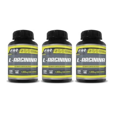 Imagem de Kit 3x Suplemento Alimentar L Arginina 1300mg 120 cápsulas Flora Nativ