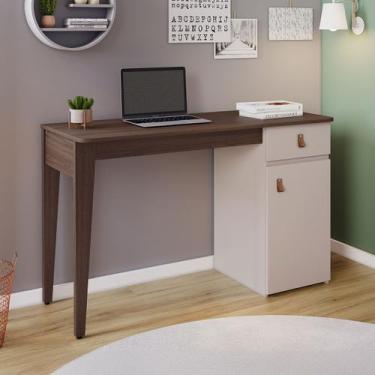 Imagem de Mesa Escrivaninha Helo Candian 1 Porta 1 Gaveta Café/Off White - Jcm M