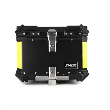 Imagem de Mala de viagem para motocicleta, 55 L, 65 L, alumínio, estojo de bagagem, caixa de ferramentas, capacete, trava traseira, porta-malas, capa universal para motocicleta (55 L, preto)