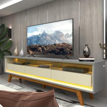 Imagem de Rack para TV até 85 Polegadas com LED e Pés Madeira Maciça 211,4cm 100