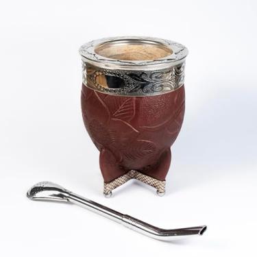 Imagem de Generic Cabaça de Erva Mate com Bombilla de Aço Inoxidável - Cabaça Mate Artesanal, Copo Mate Beber, Cabaça de Abóbora Mate, Conjunto de Erva Mate, Argentina (Marrom), Grande