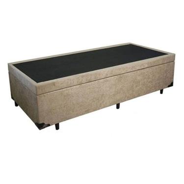 Imagem de Cama Box Baú Solteiro Suede Bege Black 88x188x34x20interno