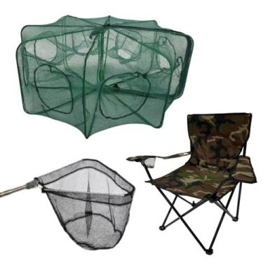 Imagem de Kit Cadeira C/ Covo Armadilha Peixe Pesca + Passaguá Puça - Têxtil Sau