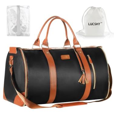 Imagem de Lucshy Bolsas de viagem de couro PU premium design de embalagem sem rugas e 7 compartimentos de armazenamento diferentes, perfeitos para homens e mulheres viagens, Carvão, Lazer