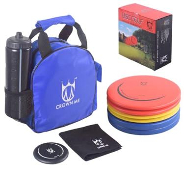 Imagem de CROWN ME Conjunto de golfe de disco, conjunto para iniciantes, inclui 1 bolsa com bolso para garrafa de água e bolso para acessórios, 2 motoristas, 2 suportes médios, 2 putters, 1 mini marcador de disco e 1 toalha