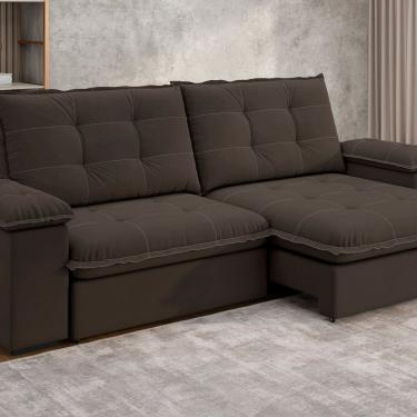 Imagem de Sofá Fofao Premium Slim 2.50 Cm Retrátil e Reclinável 4 Lugares Marrom