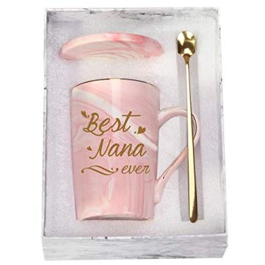 Imagem de Caneca Best Nana Ever Melhor Caneca de Café Nana Caneca Presentes de Aniversário Dia das Mães Presentes para Mamãe Vovó de Netos, netos, netos, presentes 400 g, rosa com caixa de presente