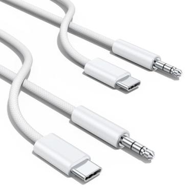 Imagem de Adaptador de áudio auxiliar para USB C tipo C para 3,5 mm, (pacote com 2) cabo estéreo Hi-Fi para fone de ouvido macho compatível com iPhone 16 15 Pro Max Plus, Galaxy S24 S23 S22 Ultra iPad Pro