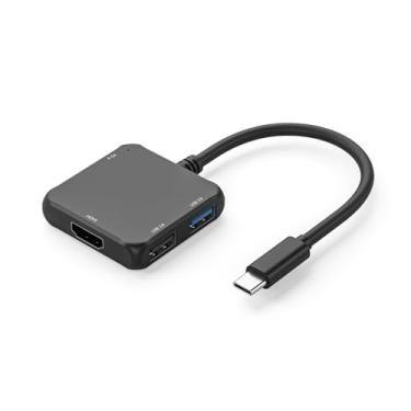 Imagem de Hub USB C 4 em 1, adaptador USB C de carregamento rápido, saída HDMI 4K, hub tipo C multiportas compatível com mouse, teclado, projetor, DHTV, monitor, MacBook, superfície