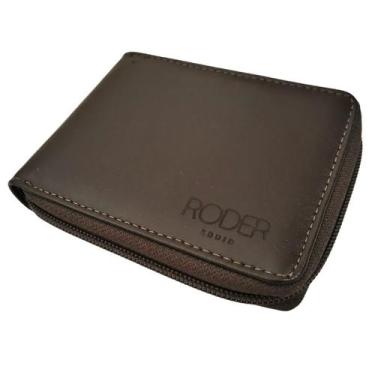 Imagem de Carteira Masculina de Couro Legítimo Grande com Ziper externo Completa