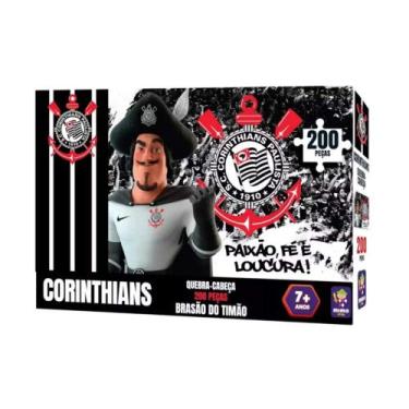 Imagem de Quebra-Cabeça Puzzle Coleção Corinthians Brasão Timão 200 Peças Mimo T