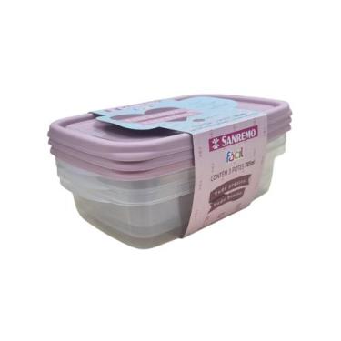 Imagem de Conjunto 3 Potes de Plástico Marmita Sanremo 785ml - Rosa