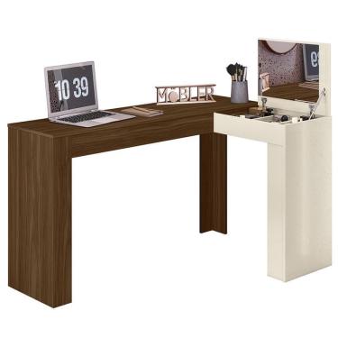 Imagem de Escrivaninha Penteadeira Camarim de Canto Star Plus - Mobler Freijó/Off White