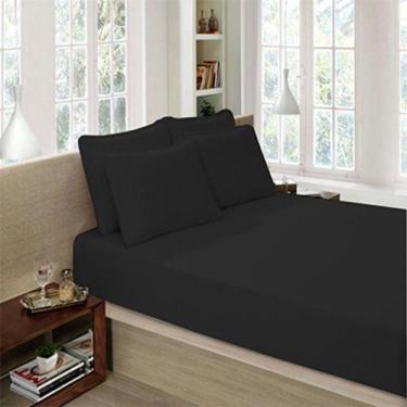 Imagem de Jogo de King 3 Peças Casal Liso de Malha Vivaldi Preto - Sul Brasil