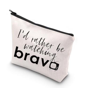 Imagem de WCGXKO Bravo Gift TV Show Inspirada Bolsa de Maquiagem com Zíper Bolsa de Viagem para Mãe, Irmã, Melhor Amiga Esposa Tia (assistindo Bravo), Assistindo Bravo