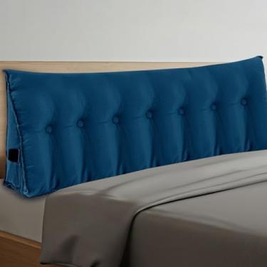 Imagem de Wenqik Travesseiro de cunha, cama triangular, cabeceira, leitura, encosto, suporte para as costas, travesseiro longo com capa removível para artigos de dormitório, presente de inauguração de casa