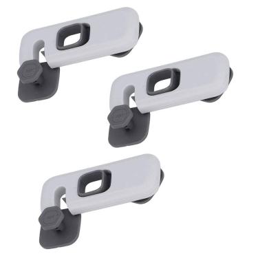 Imagem de Trava de Segurança Geladeira Gaveta Kit 3 unidades Criança Evita Acidente Armario Porta Proteçao Fechadura Resistente Multiuso