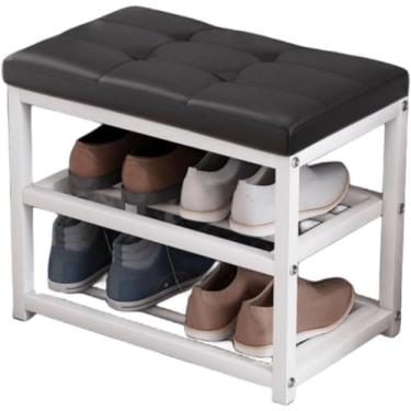 Imagem de Sapateira de banco de varanda moderna para varanda 50/70/90 * profundidade 28 x altura 45 cm resistente e durável, fácil de montar no banco de armazenamento do corredor do quarto sapateira (cinza PU