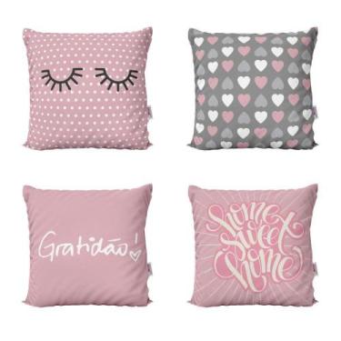 Imagem de Almofadas Decorativas Rosa Home Sweet Home Para Sofá 40X40 - Novadecor