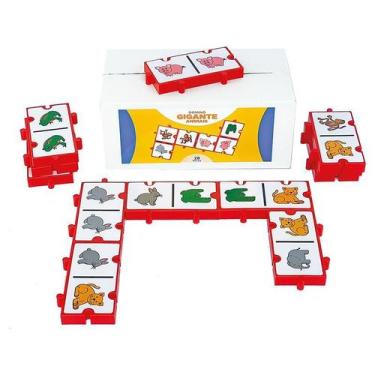 Imagem de Jogo Dominó Gigante Animais De Encaixe Brinquedo Educativo - Maxi Toys