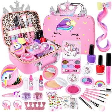 Imagem de Kit de maquiagem giftinbox Kids para meninas com bolsa unicórnio de 3 a 12 anos