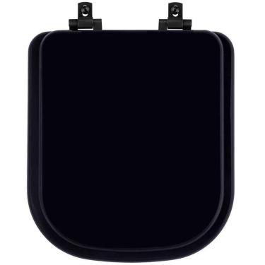 Imagem de Assento Sanitário Mdf Soft Close Quadra Preto Para Vaso Deca Com Ferragem Preta