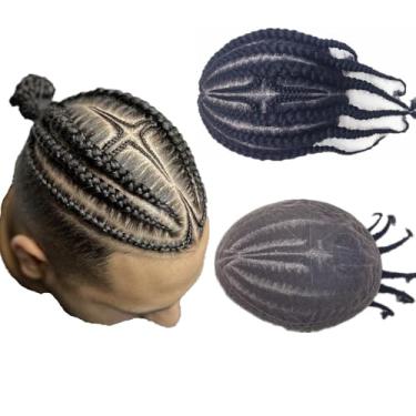 Imagem de N.L.W. Peruca Afro Trançada Para Homens, Peruca Afro Curl Hd Renda Suíça, Peças De Cabelo Para Homens, Sistema De Substituição De Cabelo Humano, Unidades De Prótese De Cabelo De Renda 8X10" Para Ho