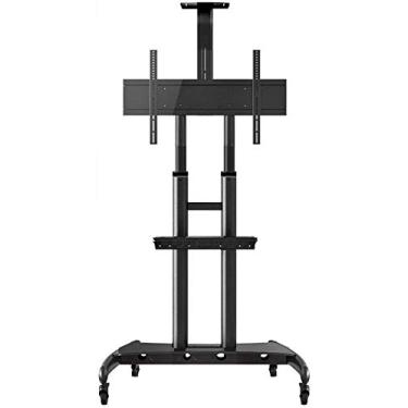 Imagem de WYUYIWH Suporte universal para TV portátil, carrinho de TV móvel com bandeja de chão, com roda giratória de 360°, suporte de montagem ajustável para mesa de TV de 55 a 80 polegadas