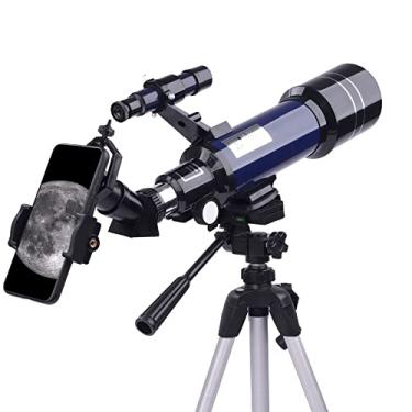 Imagem de CUTPOIY Telescópios para adultos, abertura de 70 mm 400 mm, telescópio para crianças iniciantes, telescópio refrator telescópio portátil com, mochila/azul/B (azul a) (azul B)