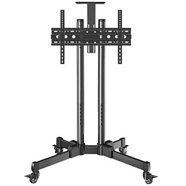 Imagem de Suporte de monitor de piso de TV de aço inoxidável para TVs de 55 a 86 polegadas, suporte de piso preto para TV com rodas até 80 kg Altura de inclinação ajustável, Max Vesa 800 x 500 mm lindo cenário